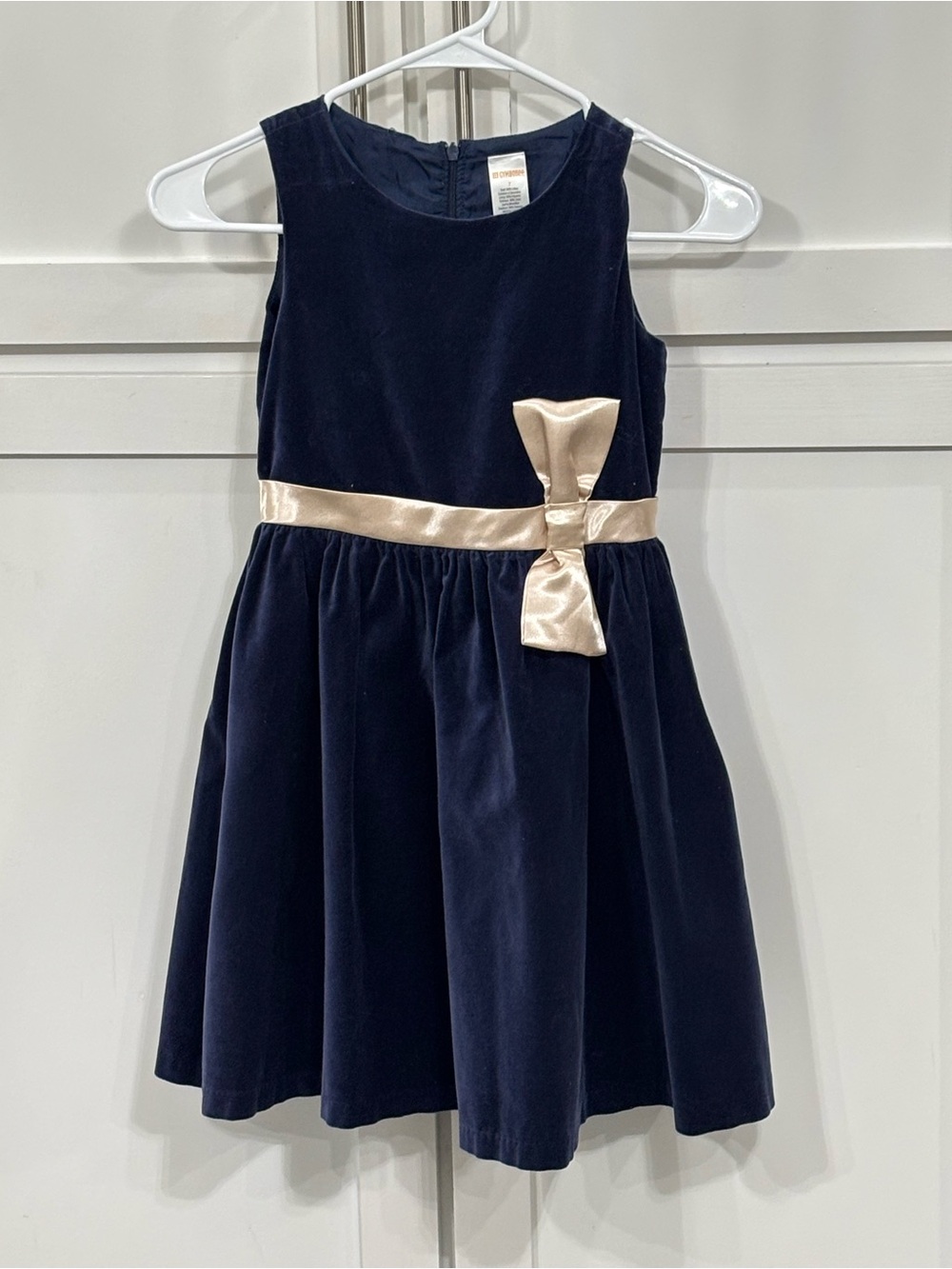 Gymboree Navy Velvet Dress with Gold Bow Sash